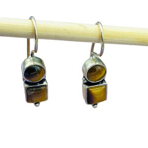 Silver tigers eye earrings